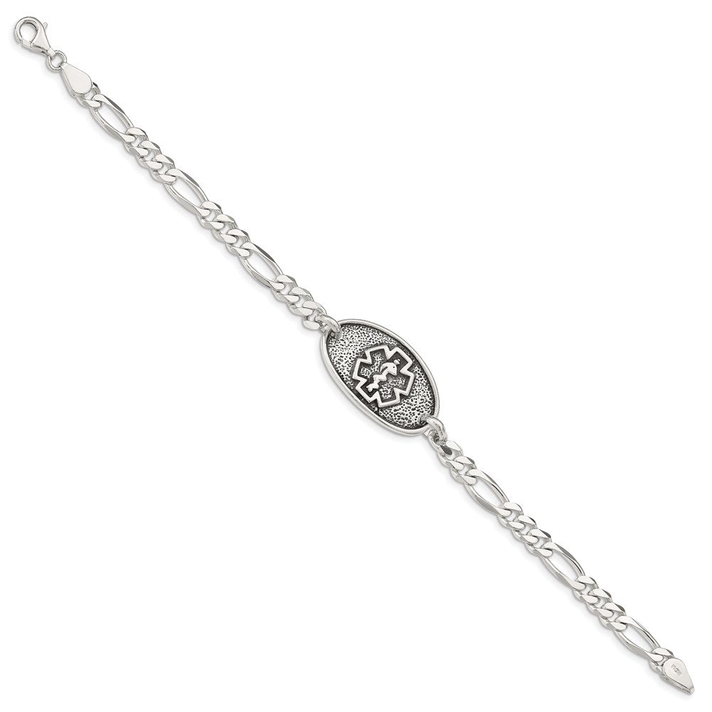 Sterling Silver Antiqued / Polished Medical Bracelet - Product Photo