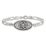 Sterling Silver Antiqued / Polished Medical Bracelet - Product Photo
