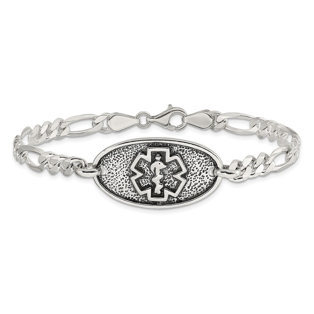 Sterling Silver Antiqued / Polished Medical Bracelet - Product Photo