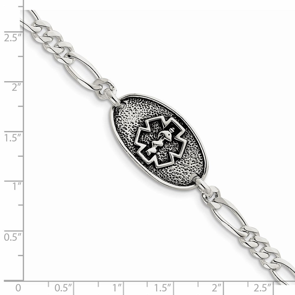 Sterling Silver Antiqued / Polished Medical Bracelet - Product Photo