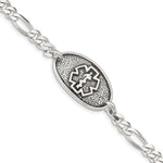Sterling Silver Antiqued / Polished Medical Bracelet - Product Photo