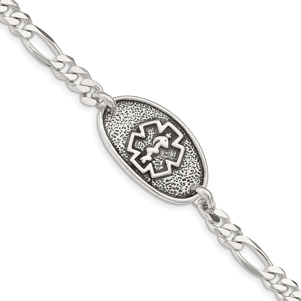 Sterling Silver Antiqued / Polished Medical Bracelet - Product Photo