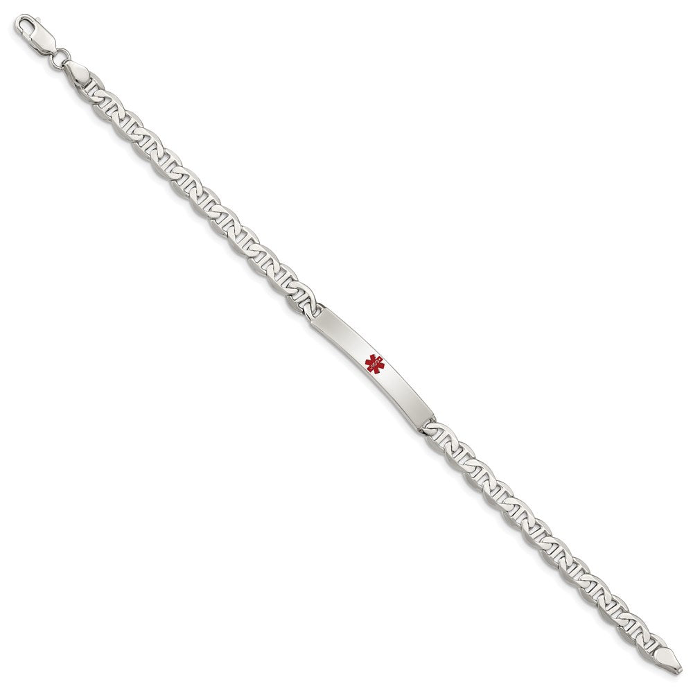 Sterling Silver Polished Medical Anchor Link ID Bracelet - Product Photo