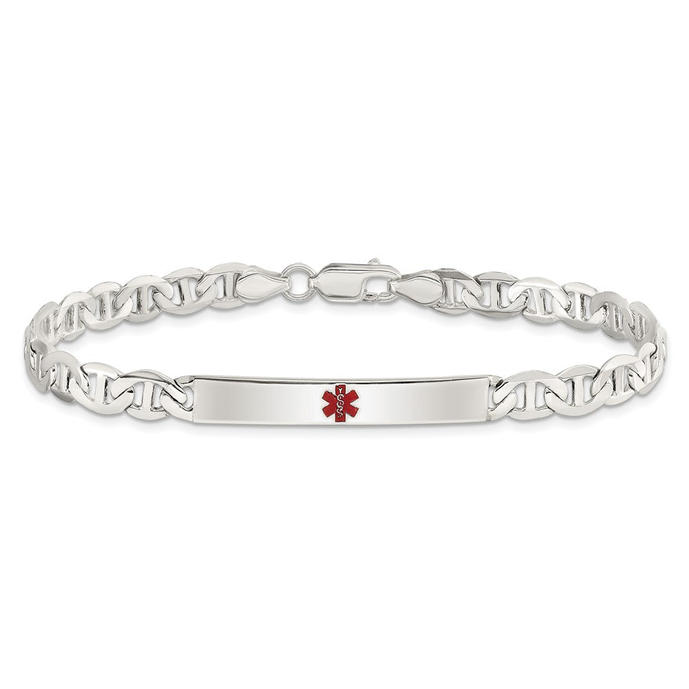 Sterling Silver Polished Medical Anchor Link ID Bracelet - Product Photo