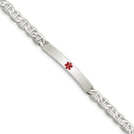 Sterling Silver Polished Medical Anchor Link ID Bracelet - Product Photo