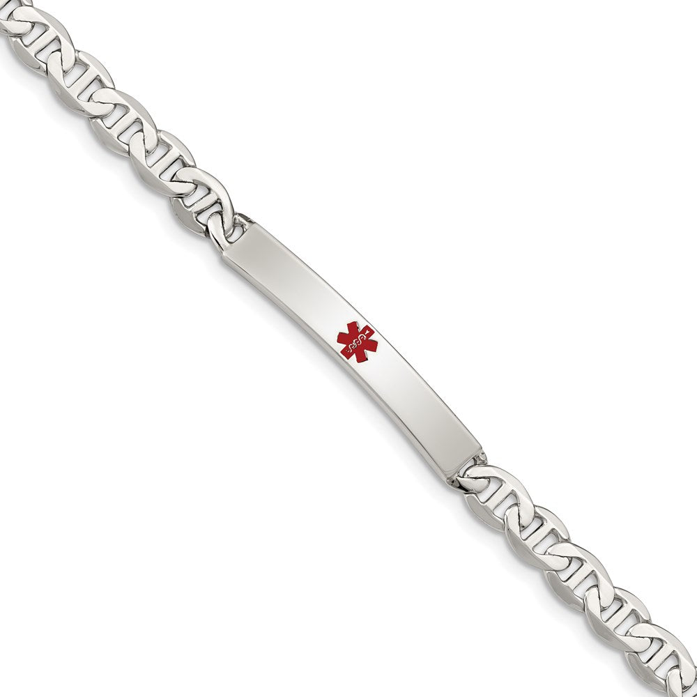 Sterling Silver Polished Medical Anchor Link ID Bracelet - Product Photo