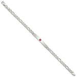 Sterling Silver Polished Medical Figaro Anchor Link ID Bracelet - Product Photo