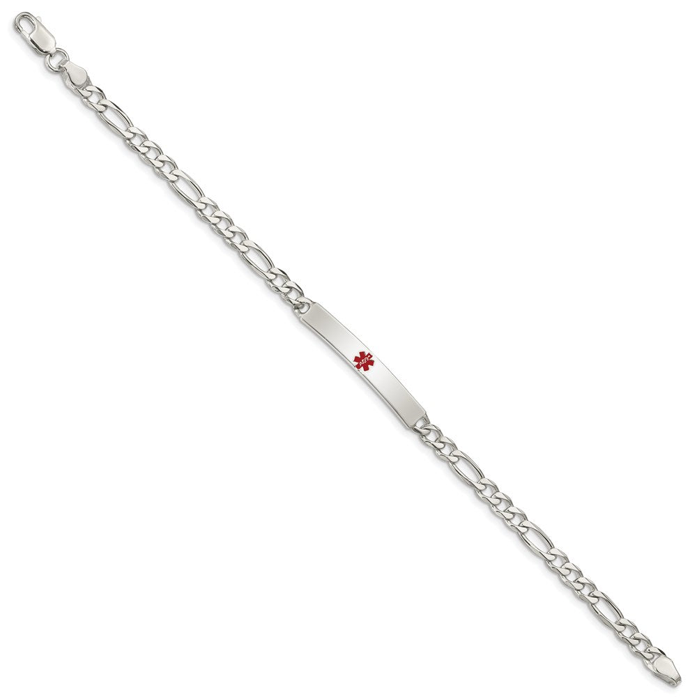Sterling Silver Polished Medical Figaro Anchor Link ID Bracelet - Product Photo
