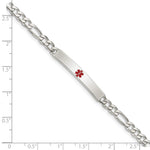Sterling Silver Polished Medical Figaro Anchor Link ID Bracelet - Product Photo