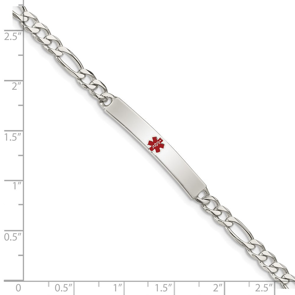 Sterling Silver Polished Medical Figaro Anchor Link ID Bracelet - Product Photo