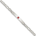 Sterling Silver Polished Medical Figaro Anchor Link ID Bracelet - Product Photo