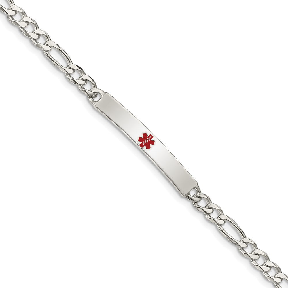 Sterling Silver Polished Medical Figaro Anchor Link ID Bracelet - Product Photo