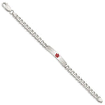 Sterling Silver Polished Medical Curb Link ID Bracelet - Product Photo