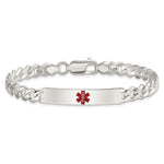 Sterling Silver Polished Medical Curb Link ID Bracelet - Product Photo