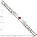 Sterling Silver Polished Medical Curb Link ID Bracelet - Product Photo