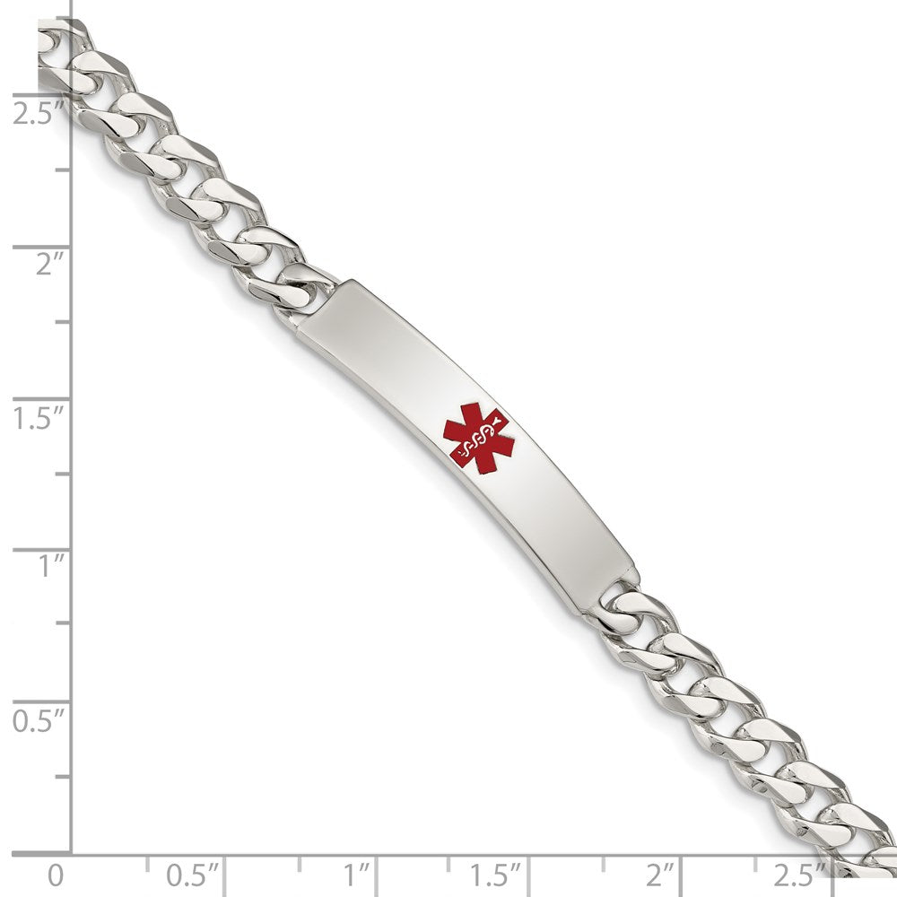 Sterling Silver Polished Medical Curb Link ID Bracelet - Product Photo