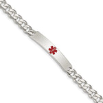 Sterling Silver Polished Medical Curb Link ID Bracelet - Product Photo