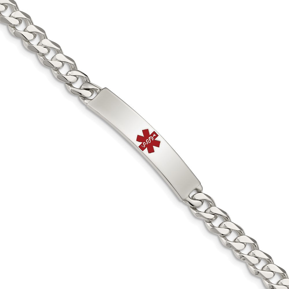 Sterling Silver Polished Medical Curb Link ID Bracelet - Product Photo