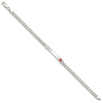 Sterling Silver Polished Medical Curb Link ID Bracelet - Product Photo