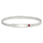 Sterling Silver Polished Medical Curb Link ID Bracelet - Product Photo