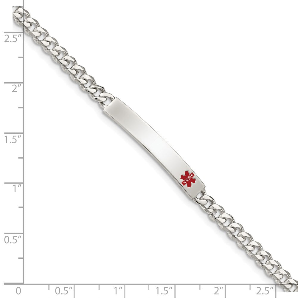 Sterling Silver Polished Medical Curb Link ID Bracelet - Product Photo