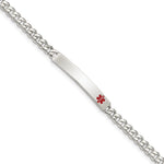 Sterling Silver Polished Medical Curb Link ID Bracelet - Product Photo
