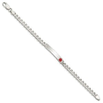 Sterling Silver Polished Medical Curb Link ID Bracelet - Product Photo