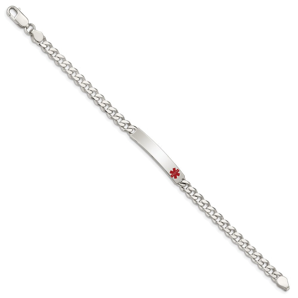 Sterling Silver Polished Medical Curb Link ID Bracelet - Product Photo