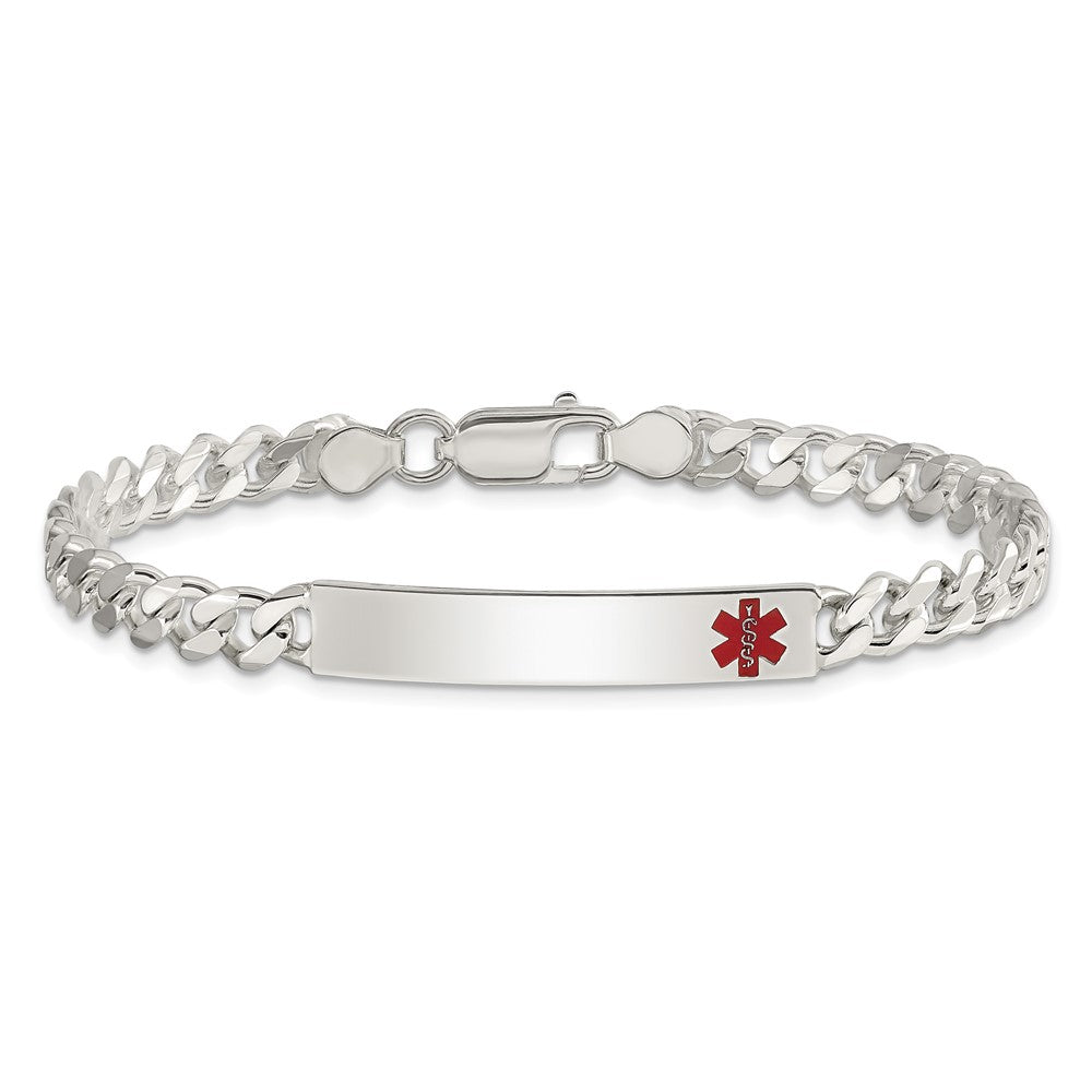 Sterling Silver Polished Medical Curb Link ID Bracelet - Product Photo