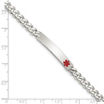 Sterling Silver Polished Medical Curb Link ID Bracelet - Product Photo