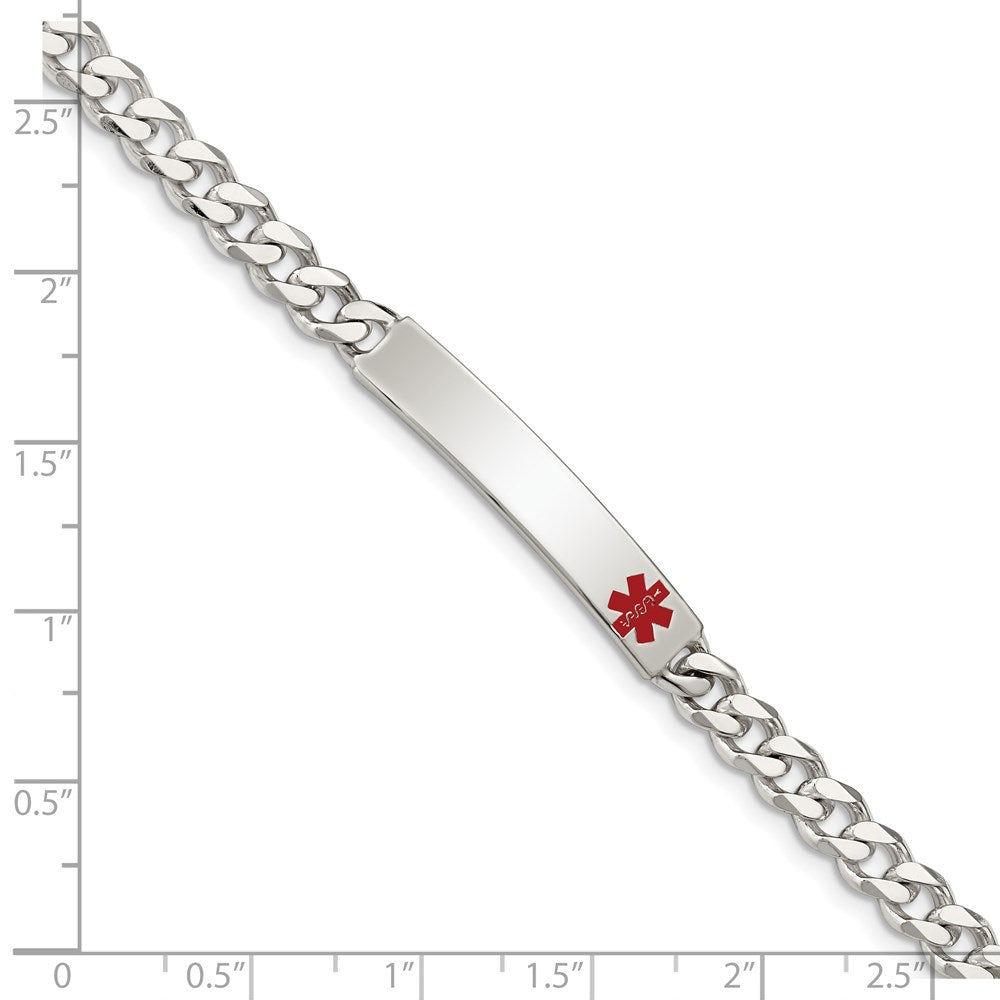 Sterling Silver Polished Medical Curb Link ID Bracelet - Product Photo