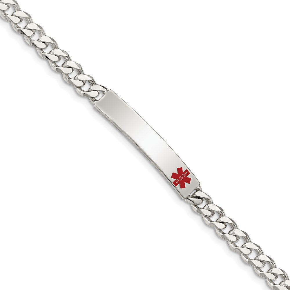 Sterling Silver Polished Medical Curb Link ID Bracelet - Product Photo