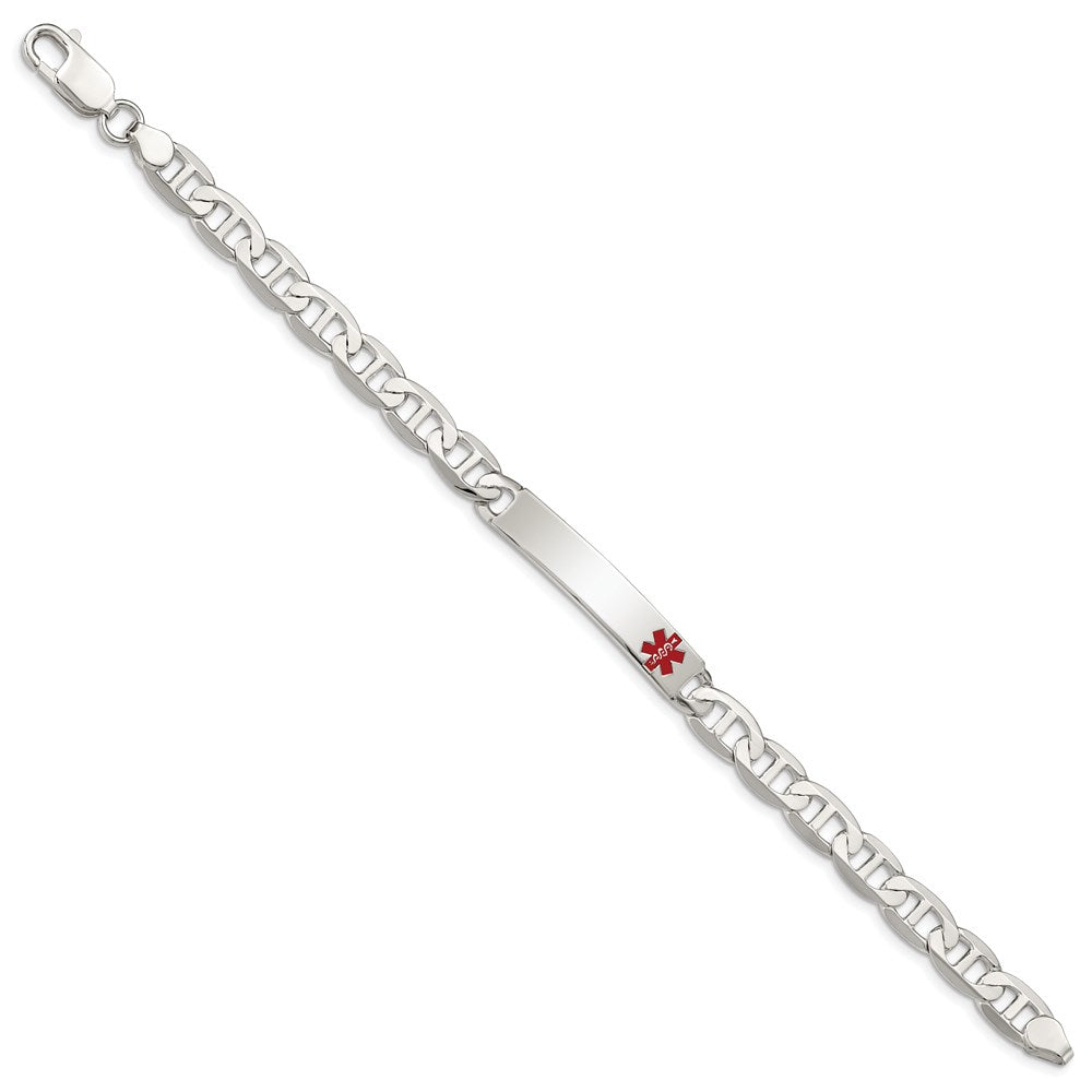 Sterling Silver Polished Medical Anchor Link ID Bracelet - Product Photo