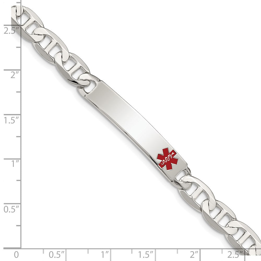 Sterling Silver Polished Medical Anchor Link ID Bracelet - Product Photo