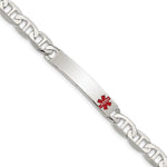 Sterling Silver Polished Medical Anchor Link ID Bracelet - Product Photo