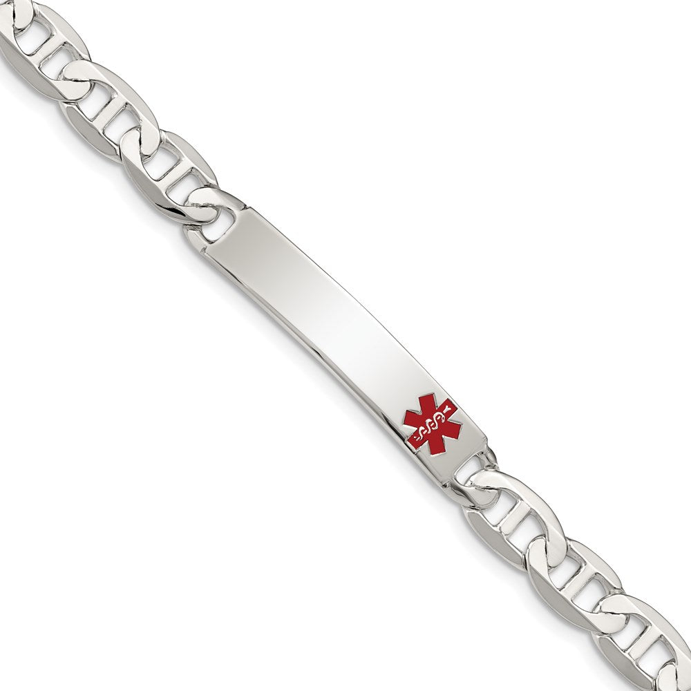 Sterling Silver Polished Medical Anchor Link ID Bracelet - Product Photo
