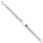 Sterling Silver Polished Medical Curb Link ID Bracelet - Product Photo