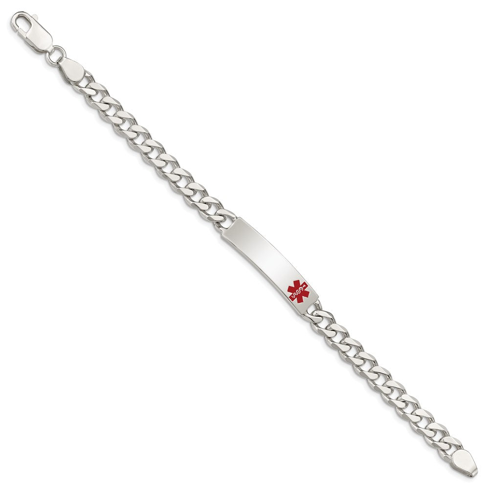 Sterling Silver Polished Medical Curb Link ID Bracelet - Product Photo