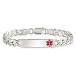Sterling Silver Polished Medical Curb Link ID Bracelet - Product Photo