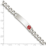 Sterling Silver Polished Medical Curb Link ID Bracelet - Product Photo