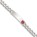 Sterling Silver Polished Medical Curb Link ID Bracelet - Product Photo