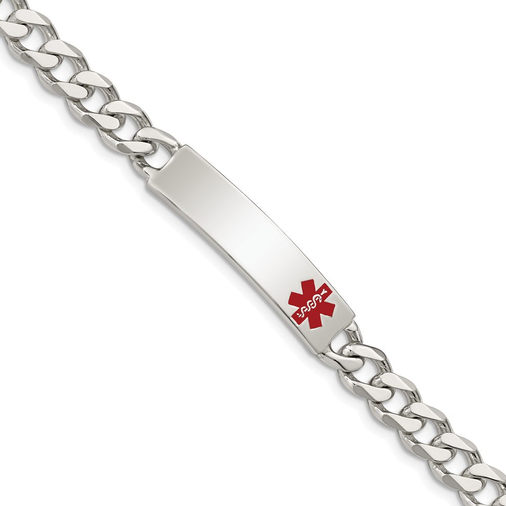Sterling Silver Polished Medical Curb Link ID Bracelet - Product Photo