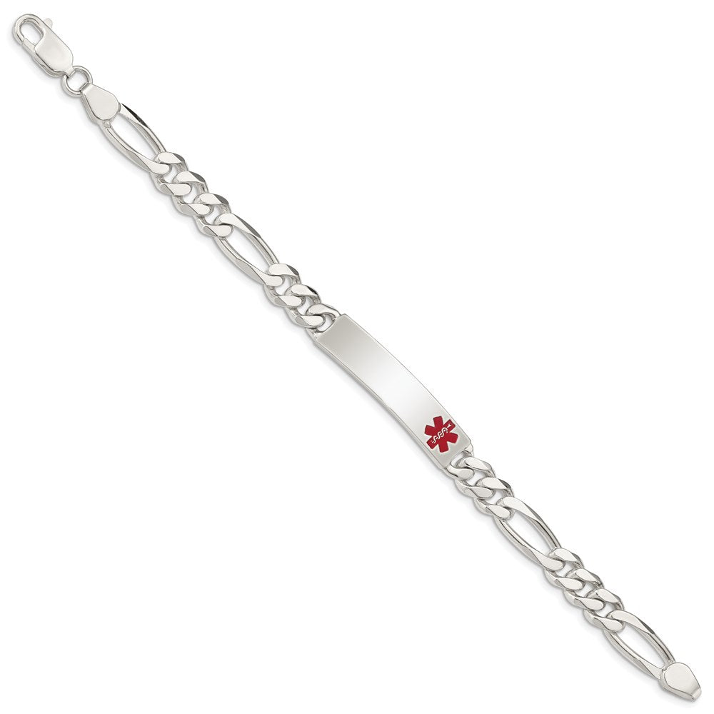 Sterling Silver Polished Medical Figaro Anchor Link ID Bracelet - Product Photo
