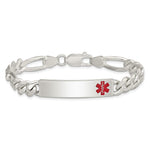 Sterling Silver Polished Medical Figaro Anchor Link ID Bracelet - Product Photo
