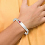 Sterling Silver Polished Medical Figaro Anchor Link ID Bracelet - Product Photo