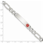 Sterling Silver Polished Medical Figaro Anchor Link ID Bracelet - Product Photo