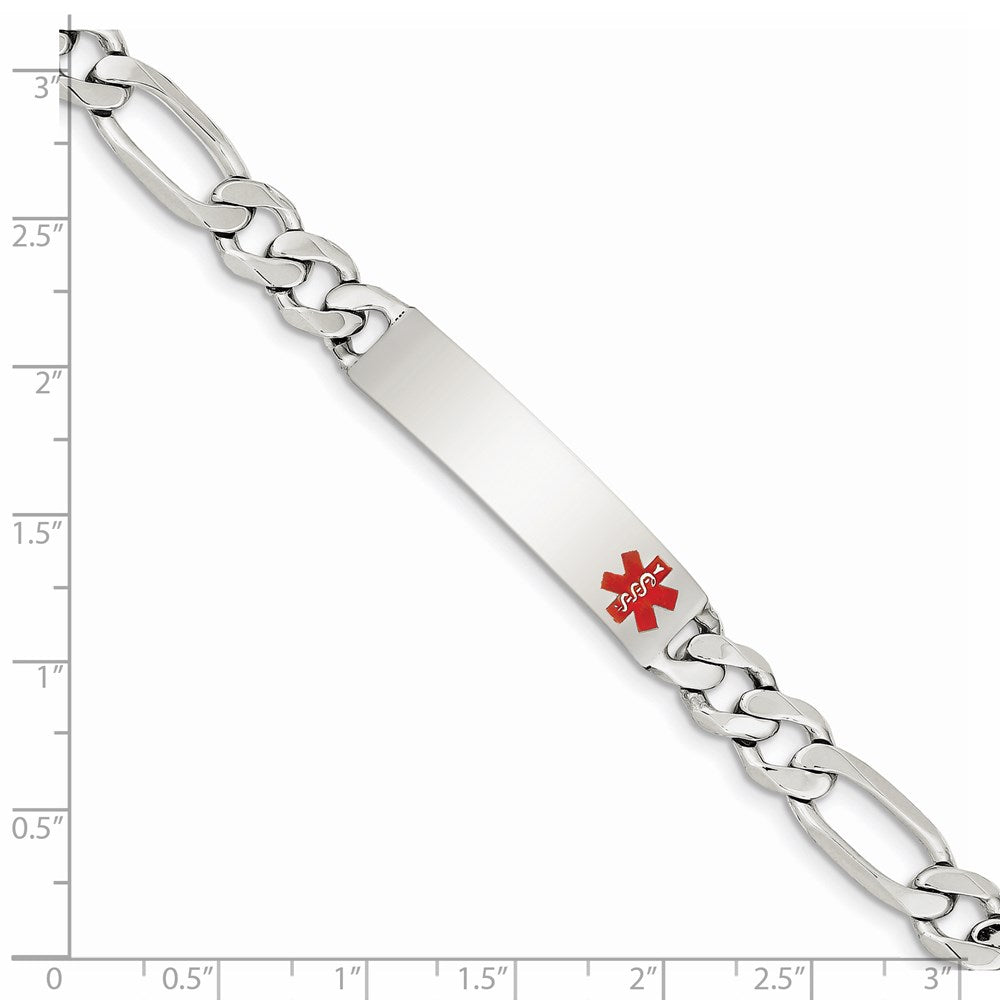 Sterling Silver Polished Medical Figaro Anchor Link ID Bracelet - Product Photo