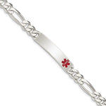 Sterling Silver Polished Medical Figaro Anchor Link ID Bracelet - Product Photo