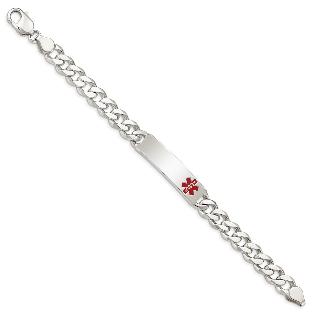 Sterling Silver Polished Medical Curb Link ID Bracelet - Product Photo