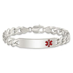 Sterling Silver Polished Medical Curb Link ID Bracelet - Product Photo